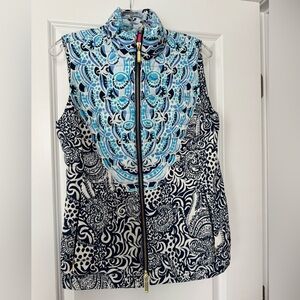 Lilly Pulitzer Blue and White Patterned Vest